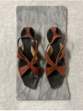 Cydwoq Sandals Side 6 Low Heel Shoes Burnt Orange Leather Boho Minimalist